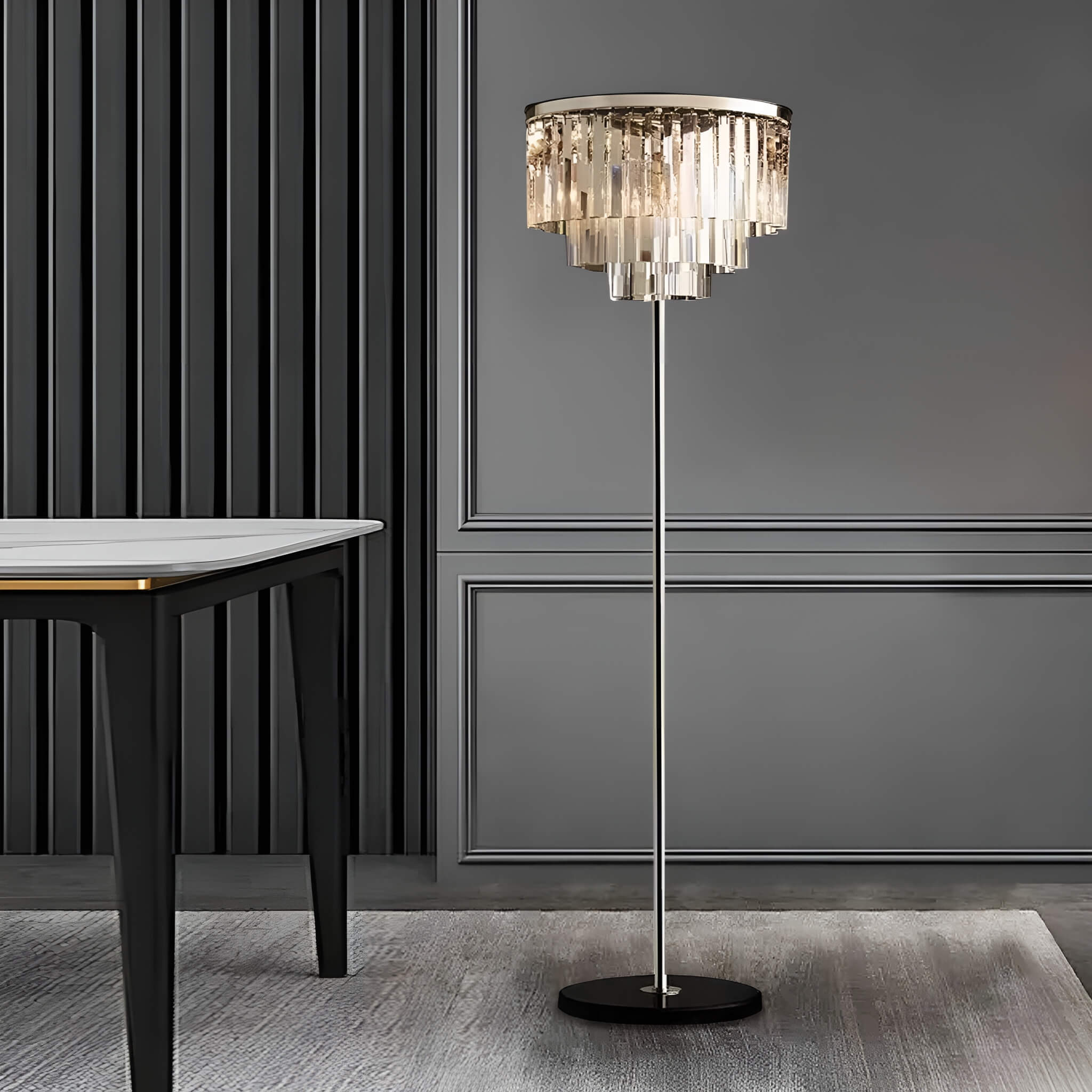 Modern American Crystal Floor Lamp for Elegant Living Spaces-dining-room|Siljoy