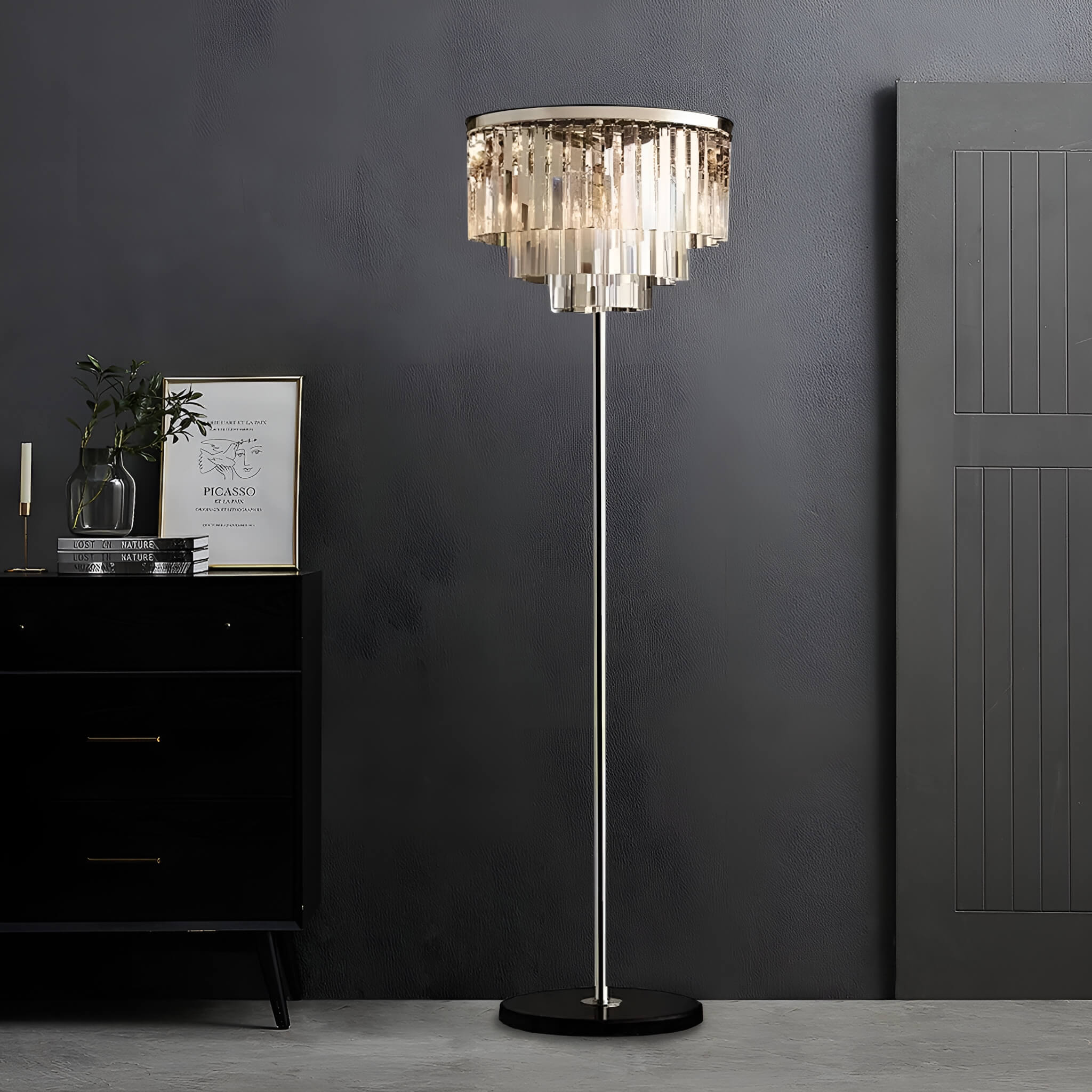 Modern American Crystal Floor Lamp for Elegant Living Spaces-living-room-1|Siljoy