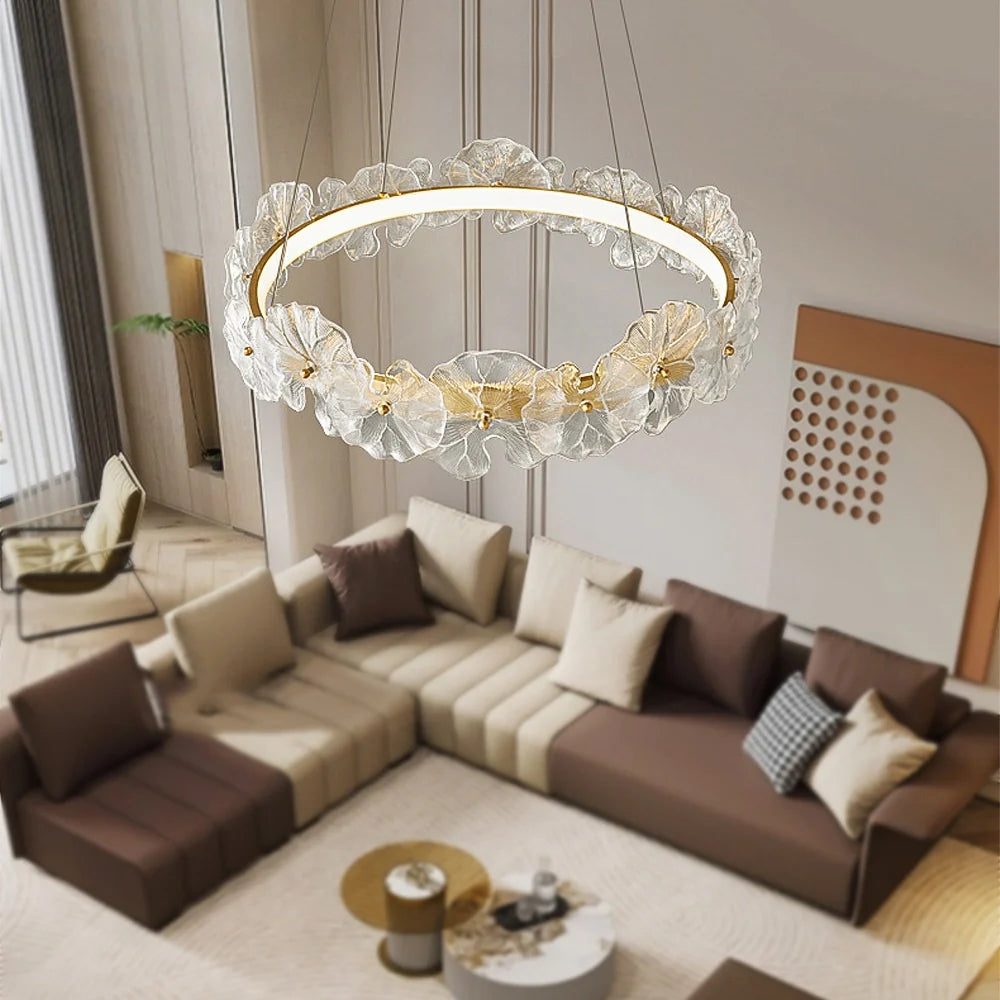 Top-view-of-modern-floral-chandelier-with-glass-petal-design-and-led-lighting-installed-in-a-stylish-living-room-interior-ch401-20250612-sofary-lighting