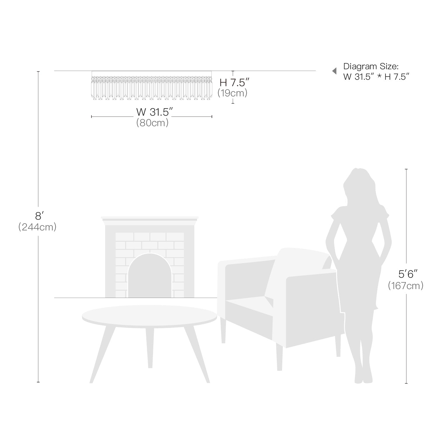 Modern Irregular Crystal Flush Mount Chandelier - Ceiling Light - Size | Sofary Lighting