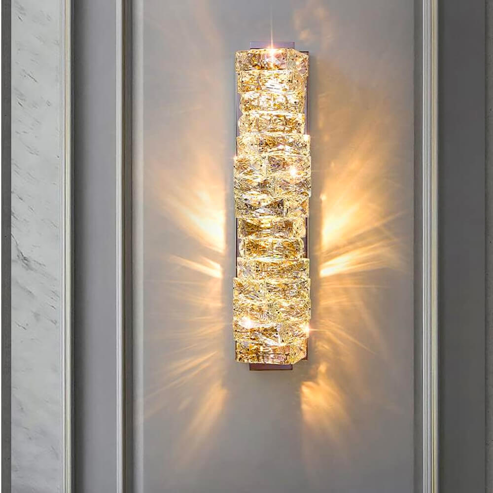 Modern Luxury Crystal Wall Lamp Bedroom Lamp--light on golden| Siljoy