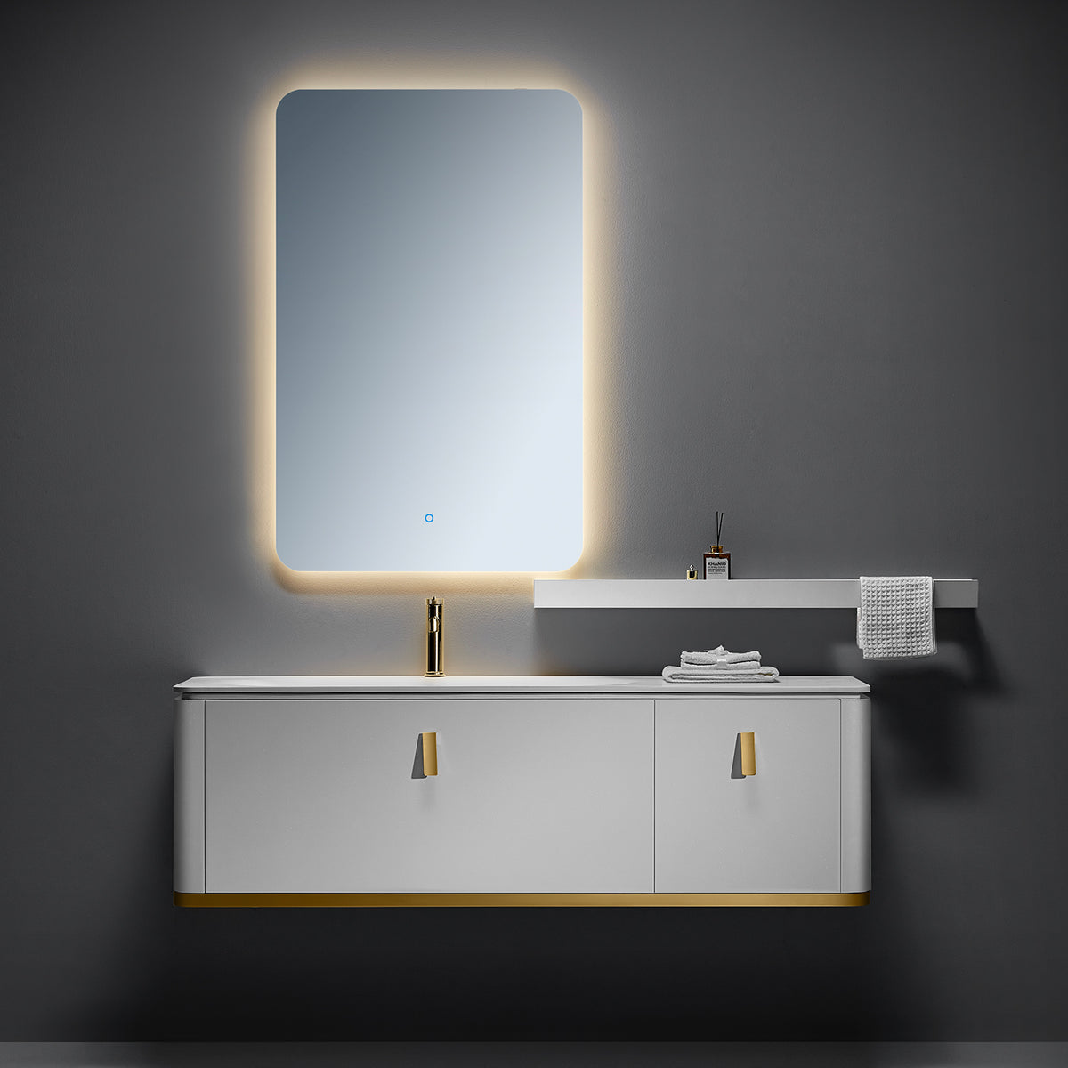 FADORE® Modern Luxury White Floating Bathroom Vanity Set with ...