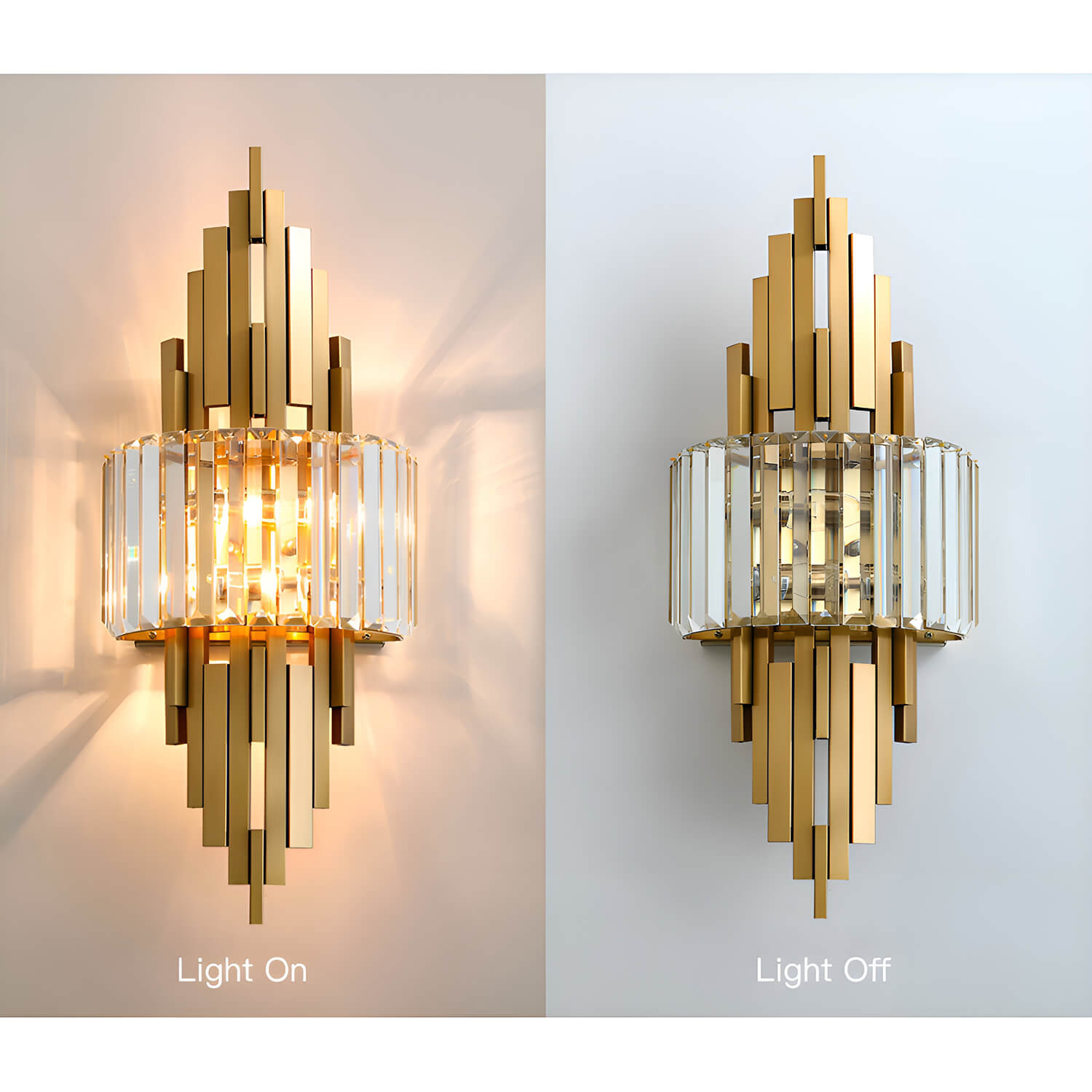 New Modern Luxury Crystal Wall Lamp for Living Room TV Background Wall Creative and Atmospheric Bedroom Bedside Wall Light-turn-on-off | Siljoy