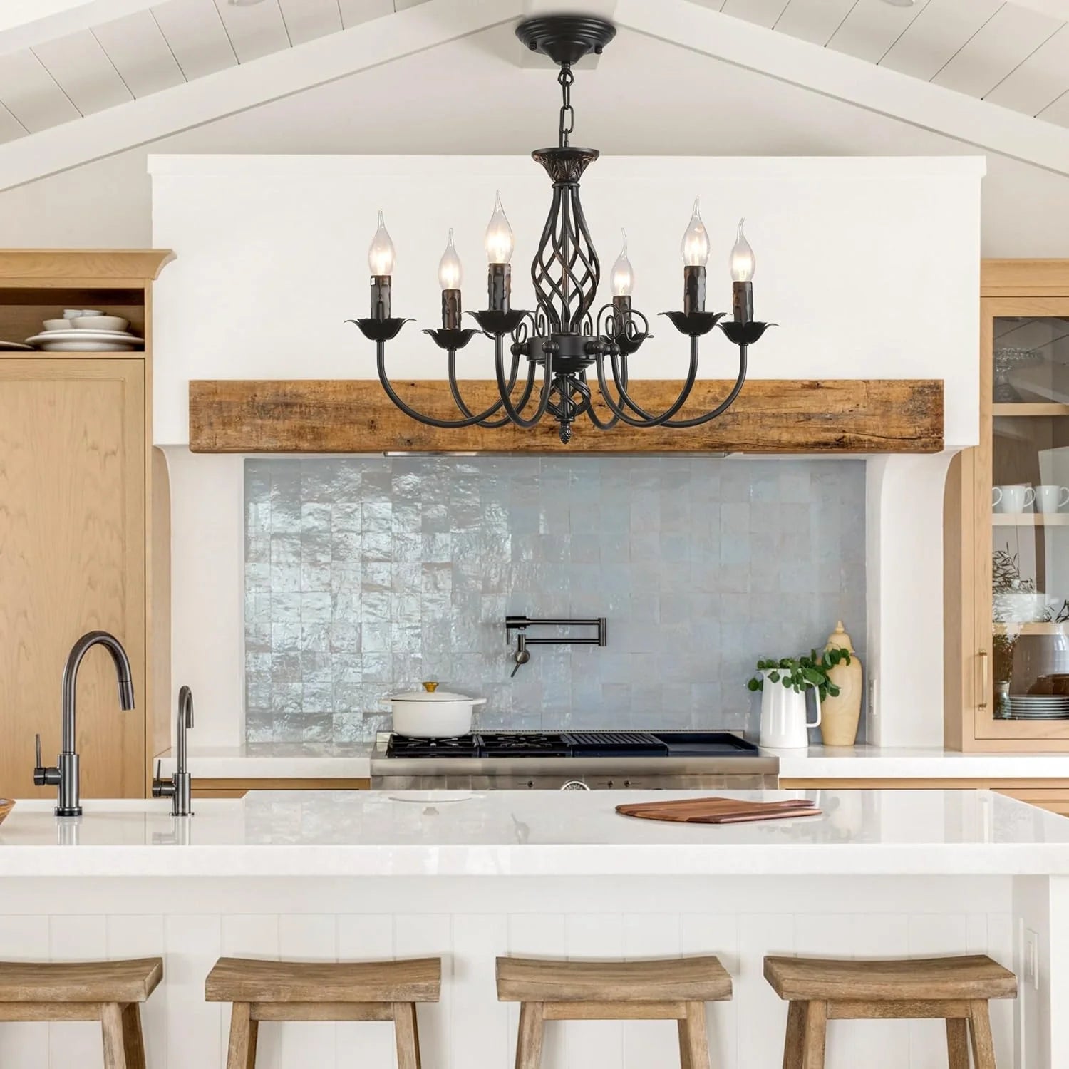 rustic-farmhouse-wrought-iron-candle-chandelier-above-kitchen-island-ch407-20250620-sofary-lighting