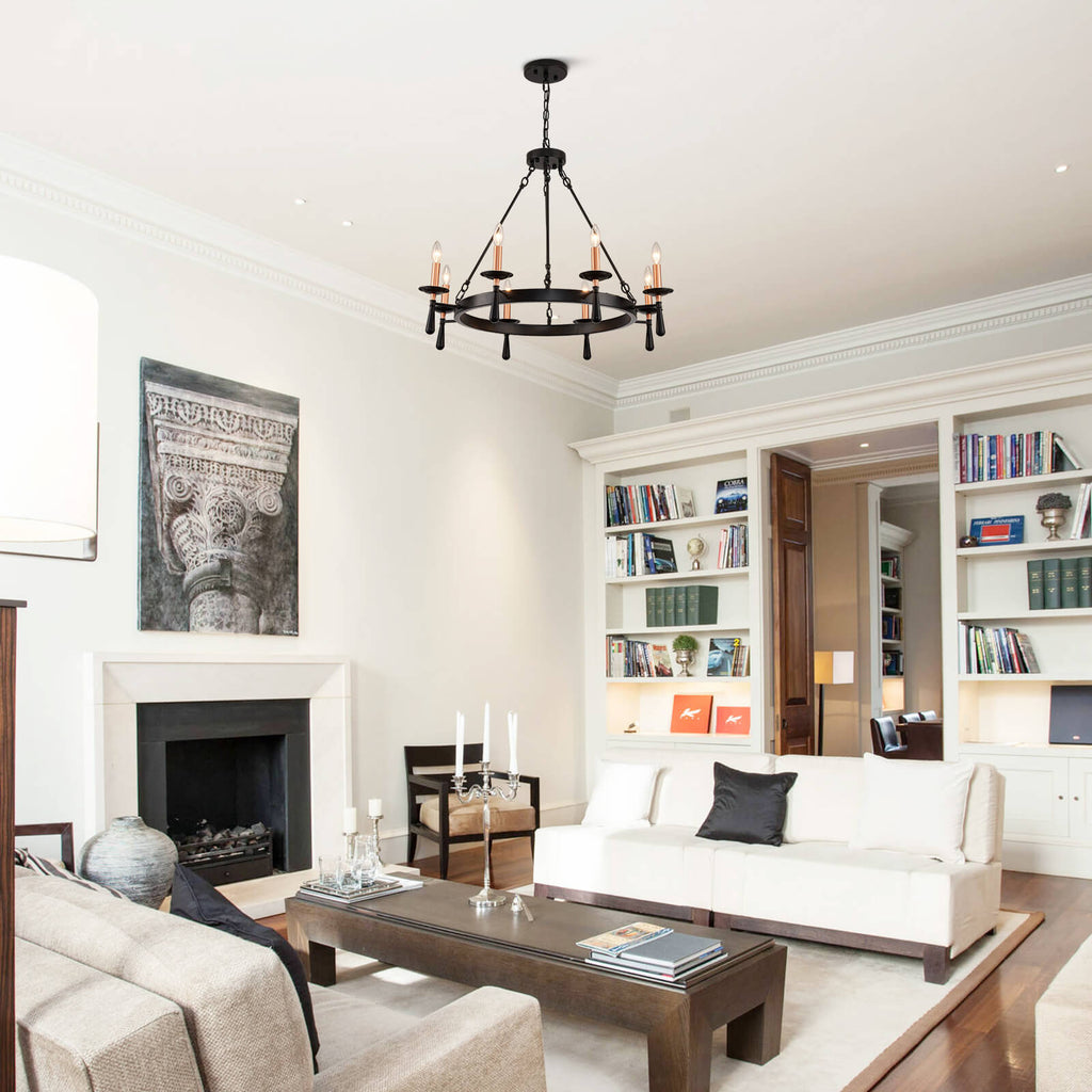 Night Rose 8 Lights Candle Round Chandelier