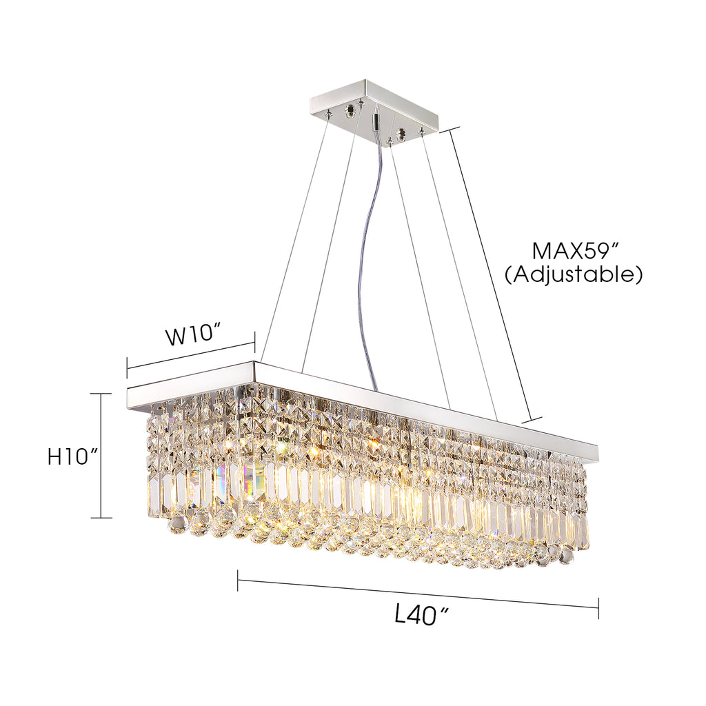 Modern Raindrop Rectangular Crystal Chandelier For House Max 40 W Incandescent