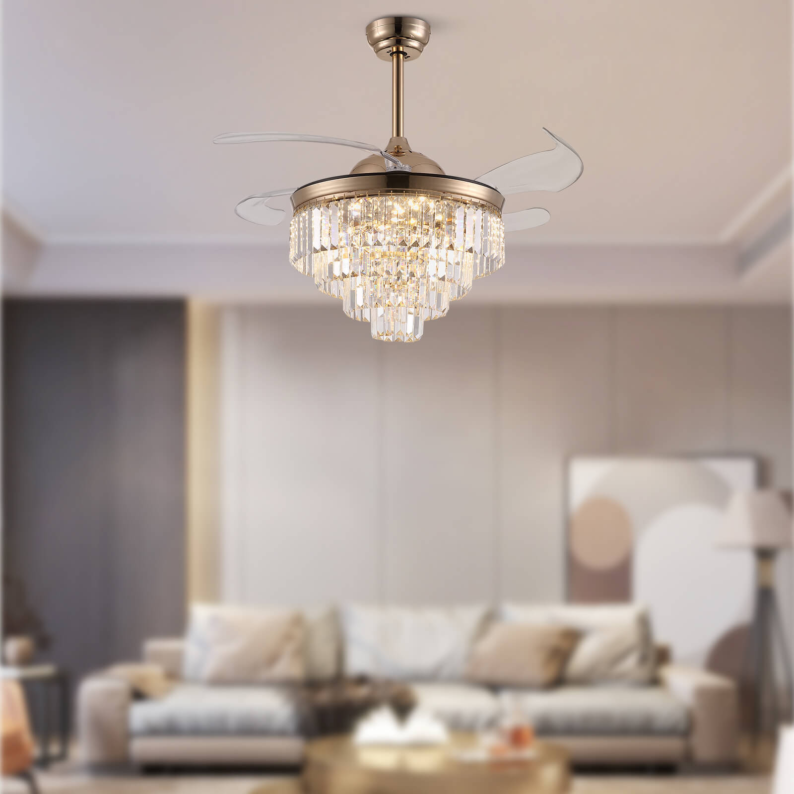 Top-Rated Crystal Gold Retractable l Fandelier