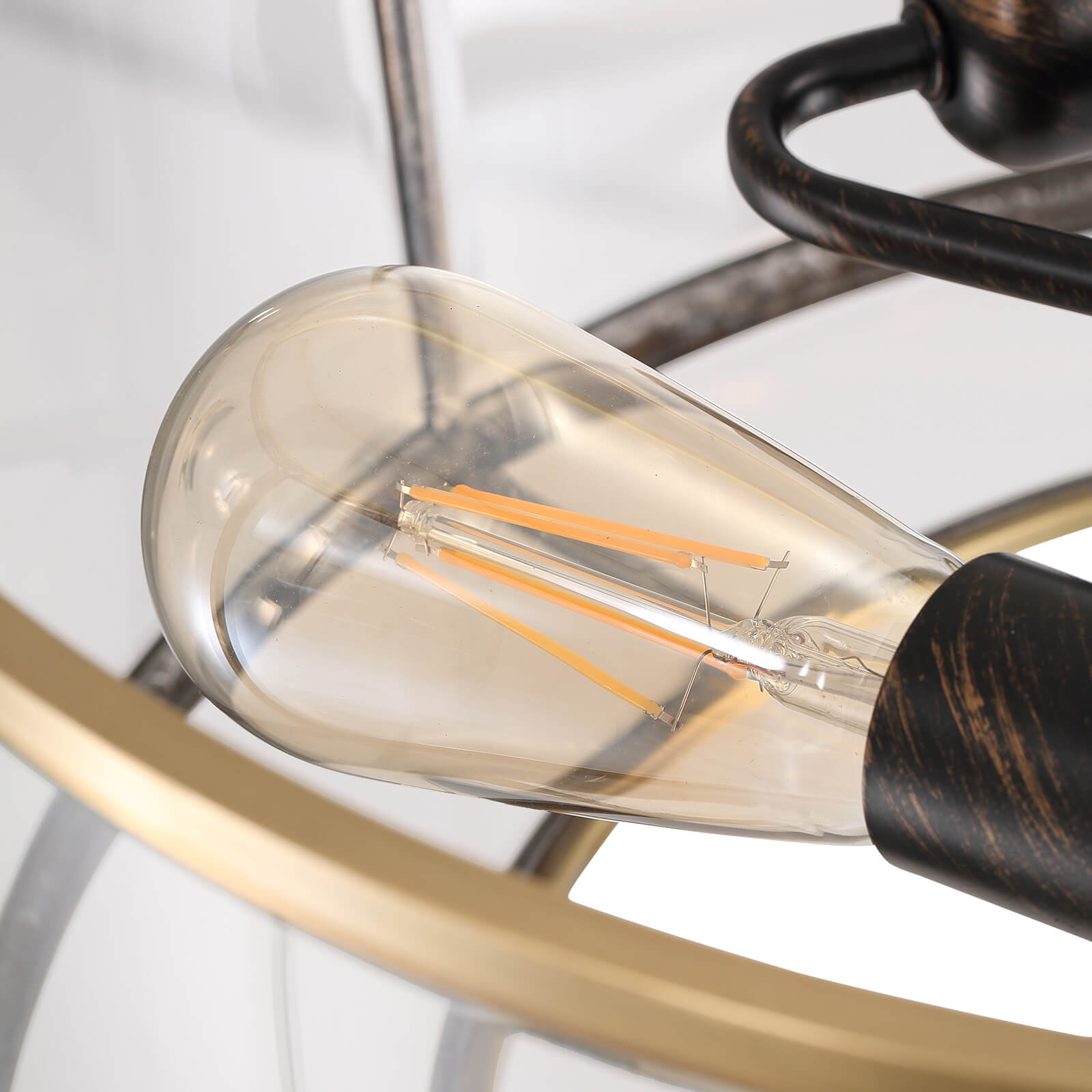 Round Glass Transparent Gold Frame Chandelier