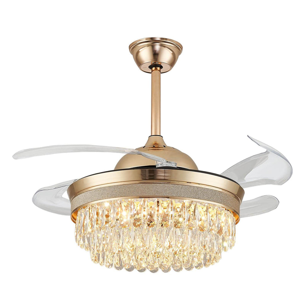 Top Rated French Golden Crystal Retractable Fandelier