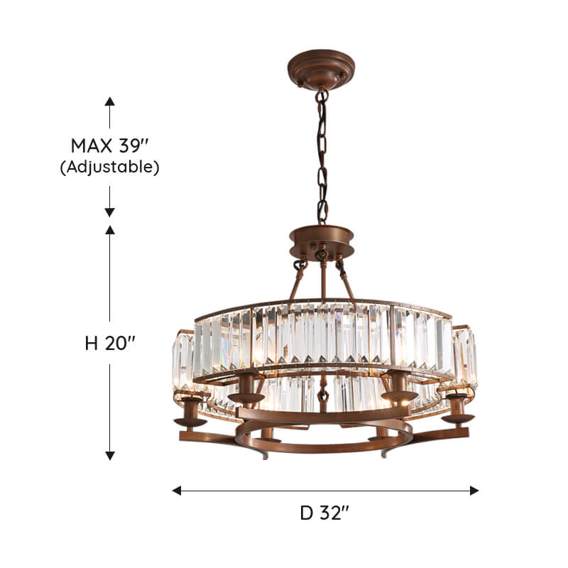 Industrial-Farmhouse-Black-Round-Crystal-Chandelier-Size-D32"