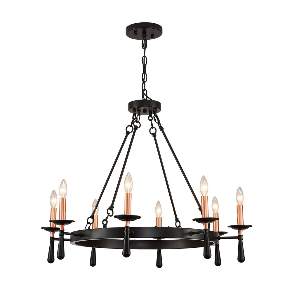 Night Rose 8 Lights Candle Round Chandelier