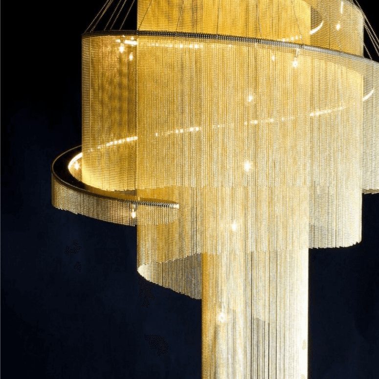 Modern-Chrome-Spiral-Metal-Frame-Tassel-Chandelier