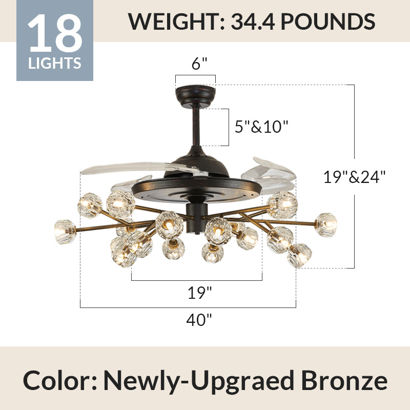 Unusual Looking Vintage Bronze Sputnik Fandelier Fan