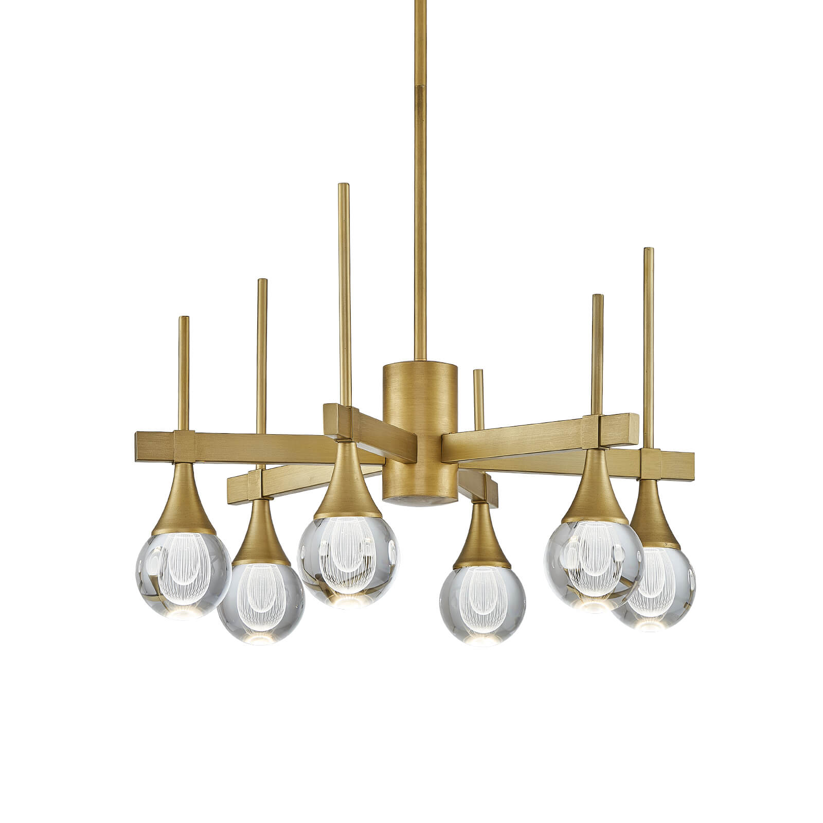 Sputnik 6 Lights Drop-shaped Globe Crystal Pandent Light