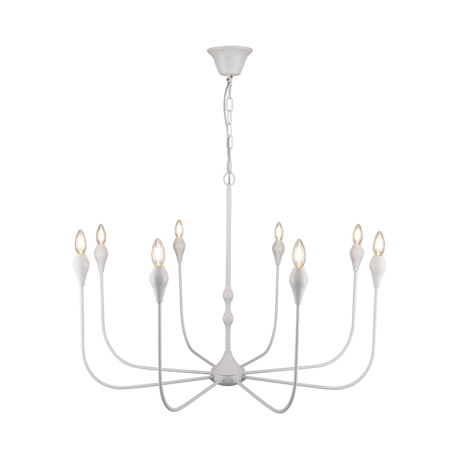 White Teardrop Candle Chandelier 8 Lights