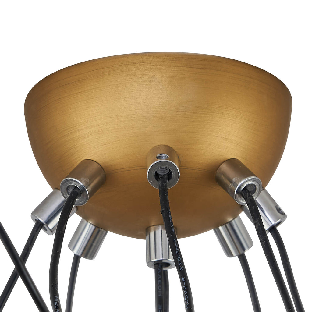 Gold Spider-Shaped String Ball Crystal Chandelier 9 Lights