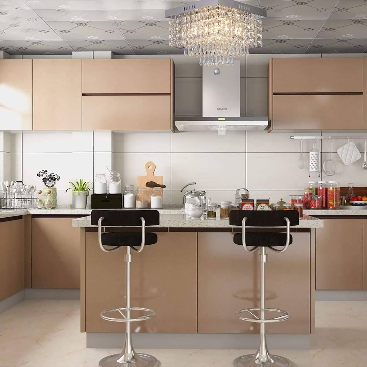 Modern-Chrome-Square-Hallway-Crystal-Chandeler-Flush-Mount-Kitchen-Island