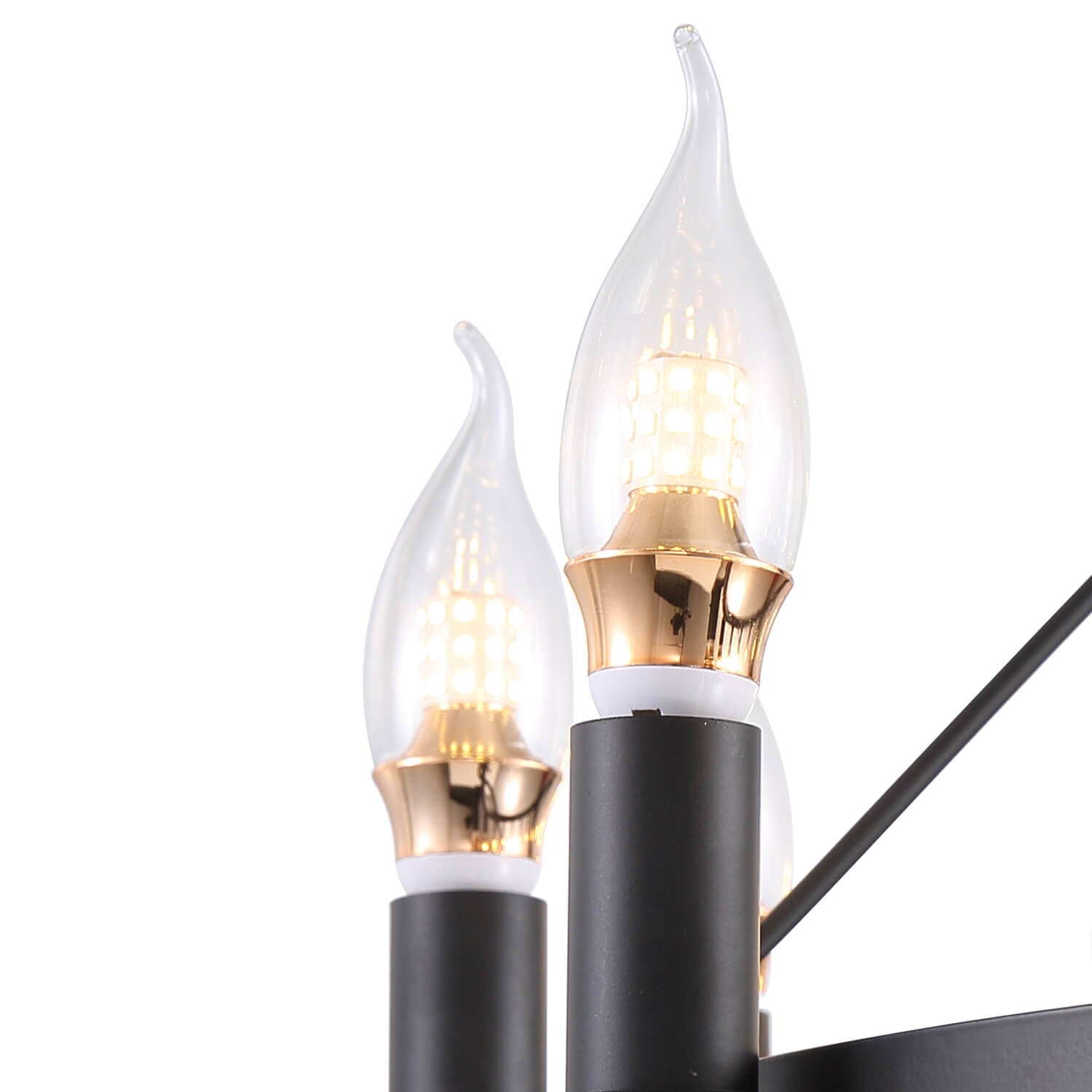 Round Candle Black Iron Chandelier