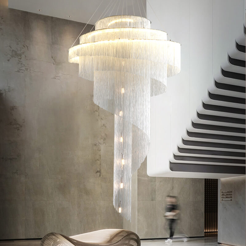 Modern-Chrome-Spiral-Metal-Frame-Tassel-Chandelier