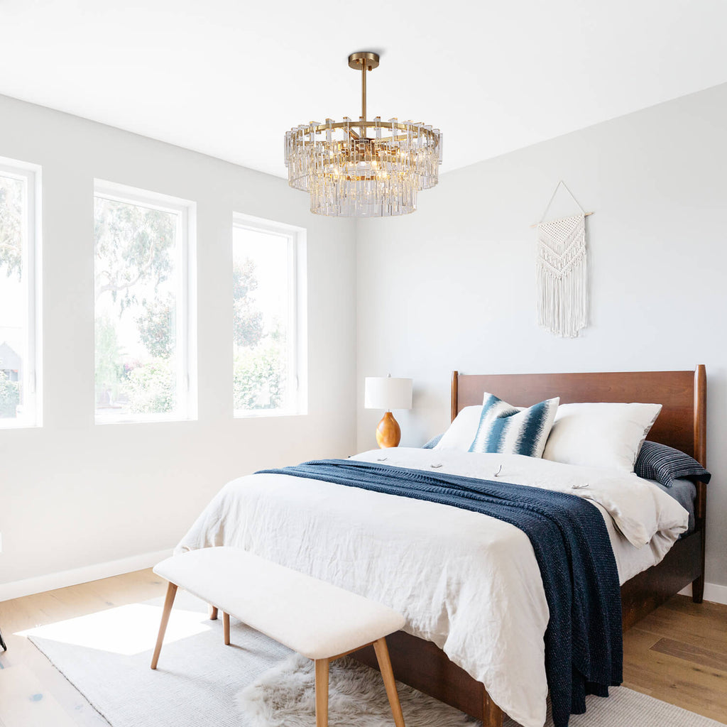 Gold Frame Crystal 3 Layers Circular Chandelier