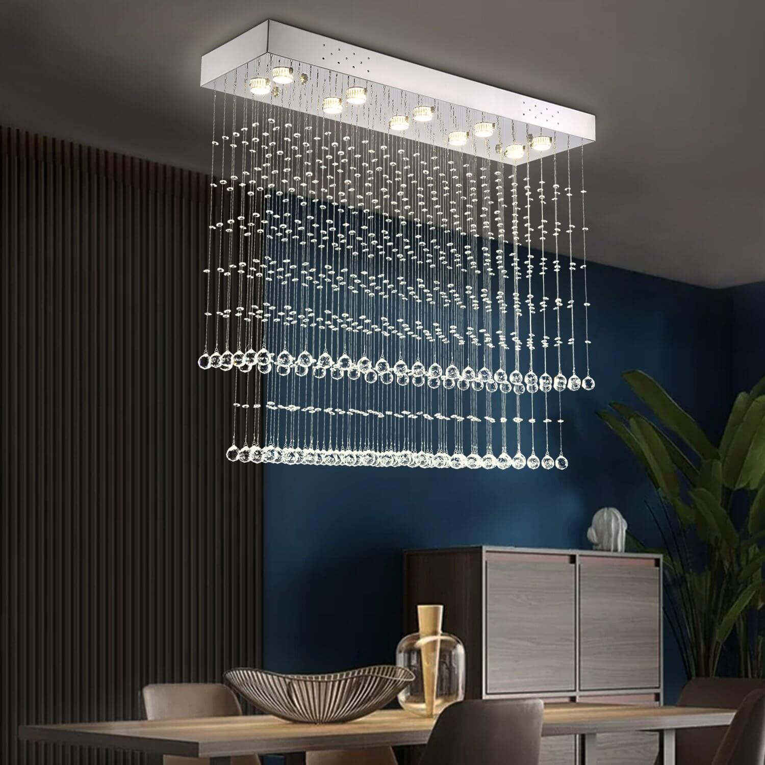 Modern-Chrome-Rectangular-Flush-Mount-Crystal-Chandelier