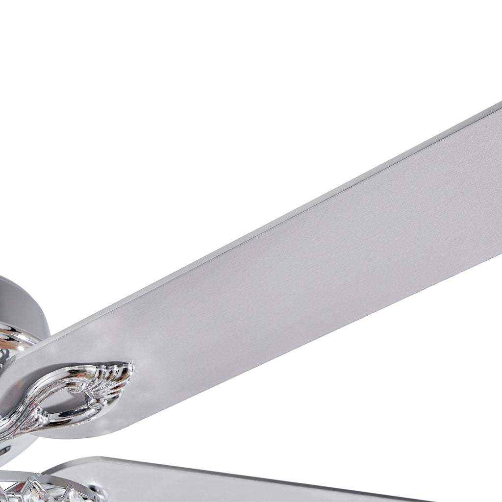 MOOONI-Ceiling-Fan-Light-Chrome-Vintage-Three-layer-Octagonal Beads-Crystal-Fandelier-50“-Blade