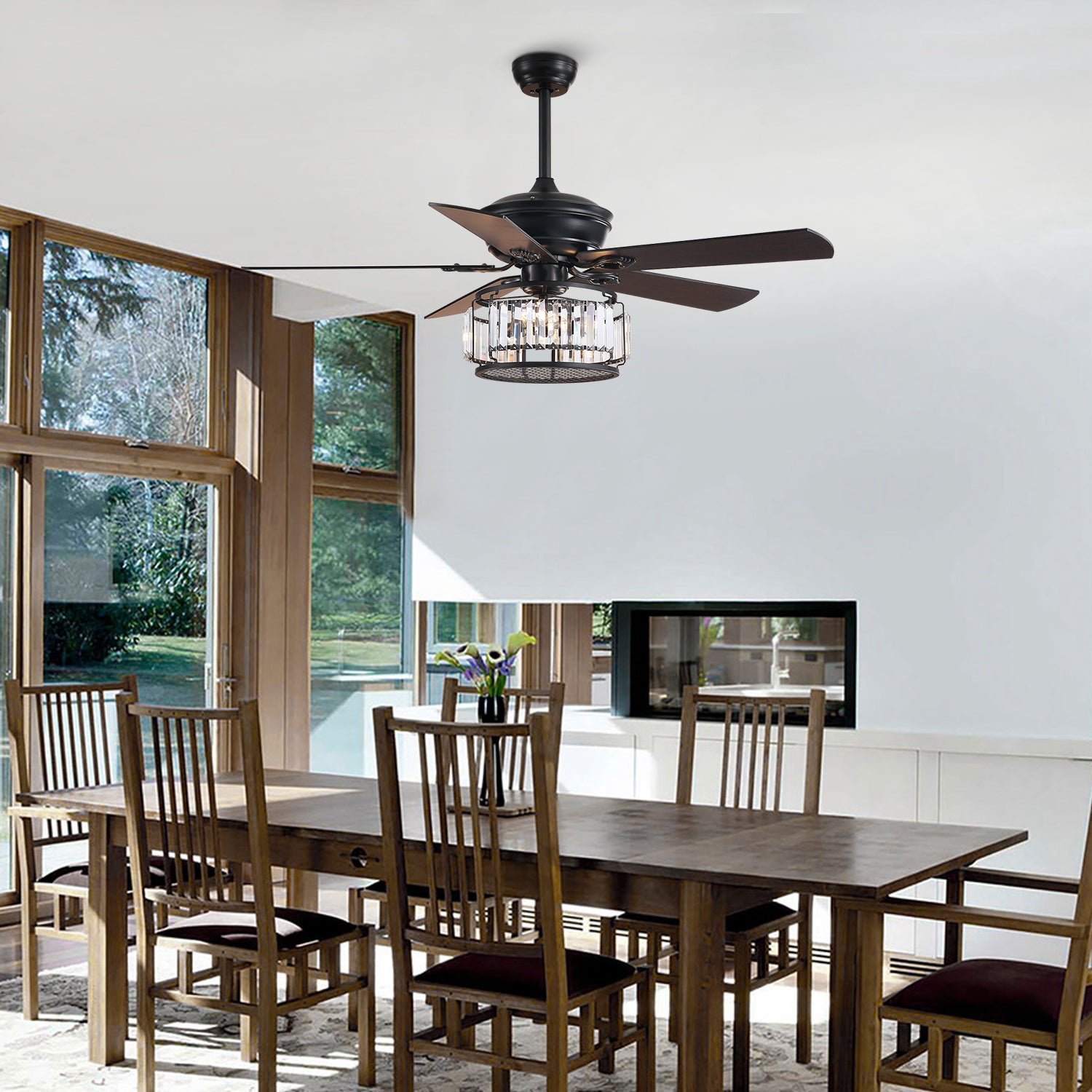 MOOONI-Ceiling-Fan-Light-Matte-Black-Industrial-Vertical-Crystal-Strips-Fandelier-50“-Dining-Room