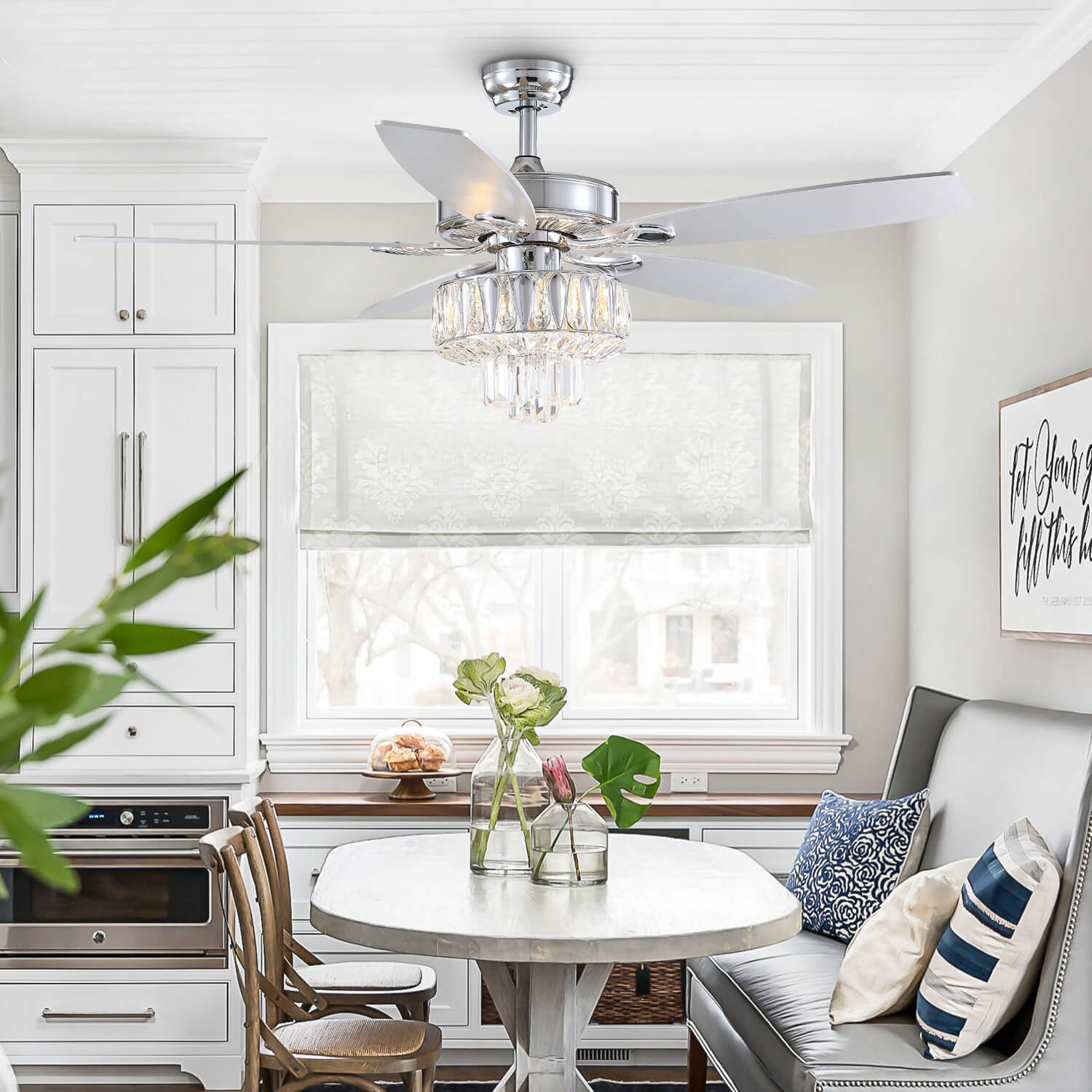 MOOONI-Ceiling-Fan-Light-Chrome- Fourdrinier-Crystal-Fandelier-51“-Dining-Room