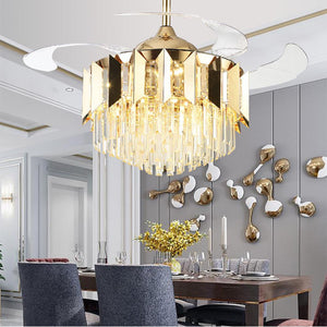 Crystal Chandelier With Gold Ceiling Fan