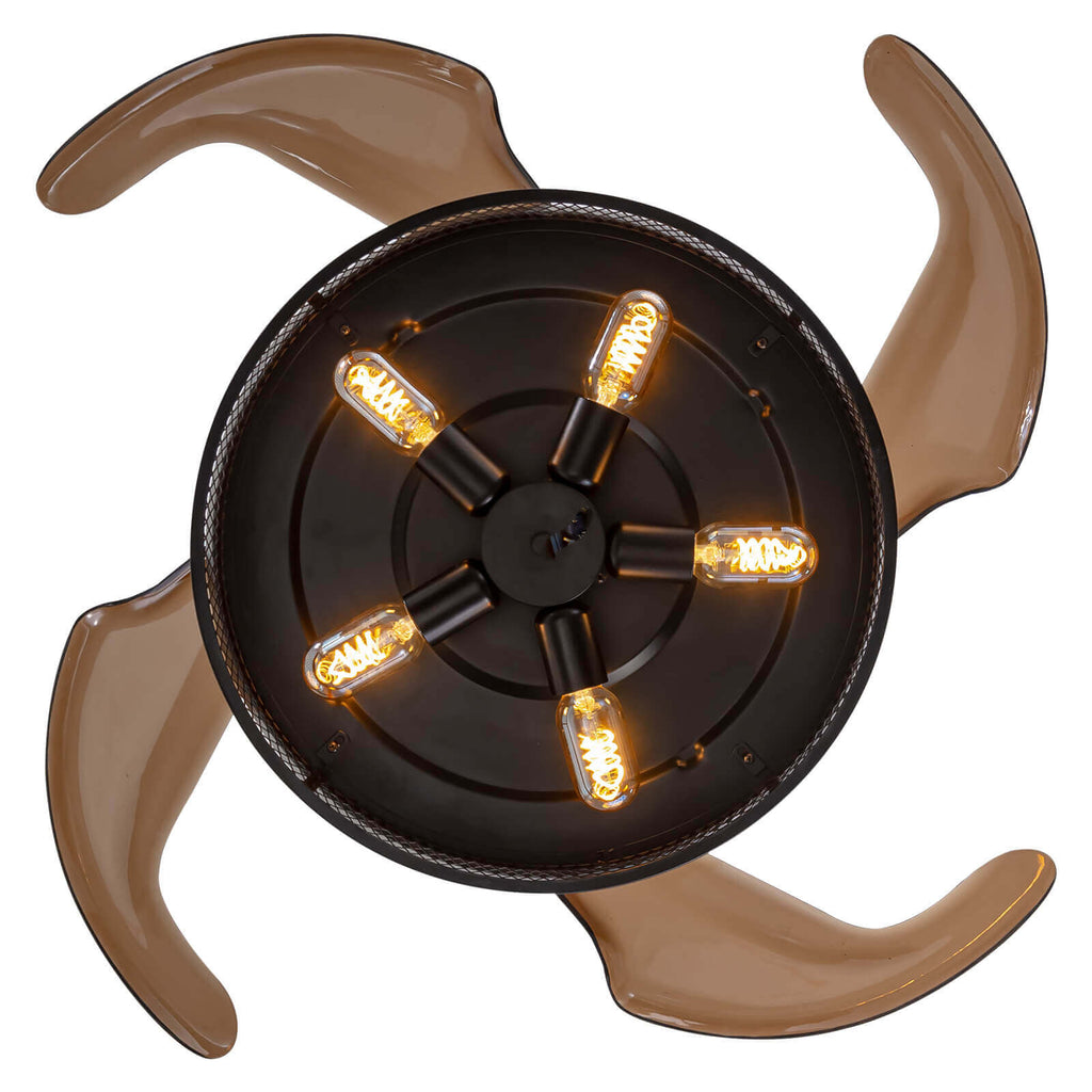 Industrial Black Caged Retractable Fandelier