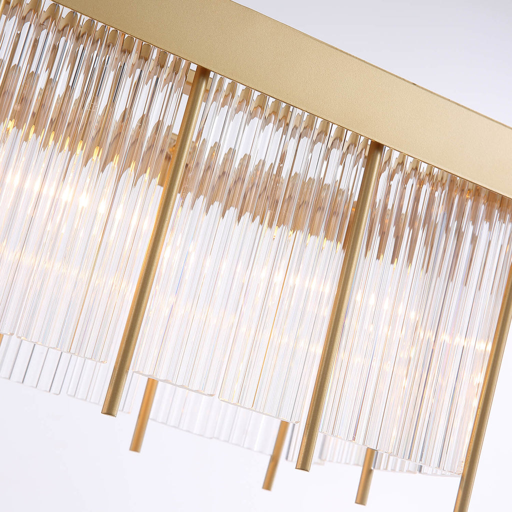 Rectangular Gold Frame Chandelier For Kitchen