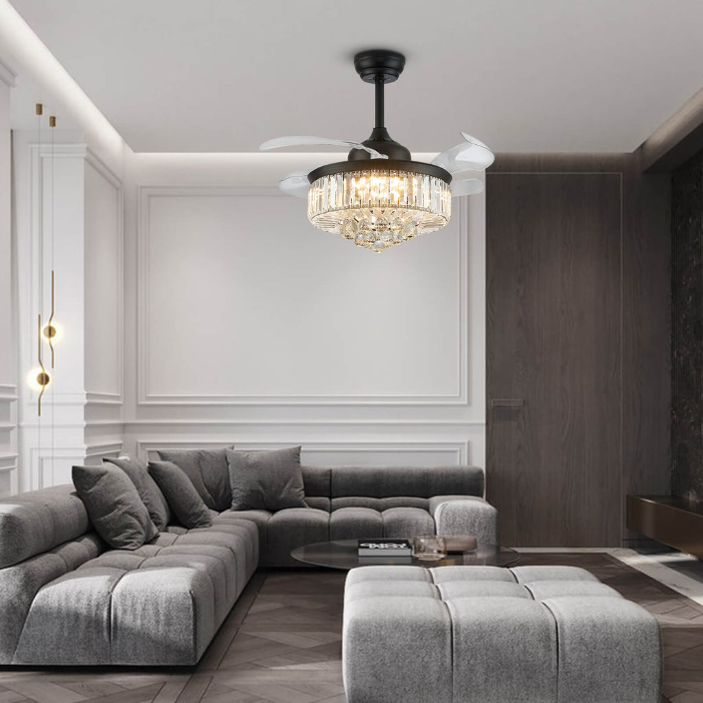 Classic Brushed Nickel Retractable All-in-One Fandelier