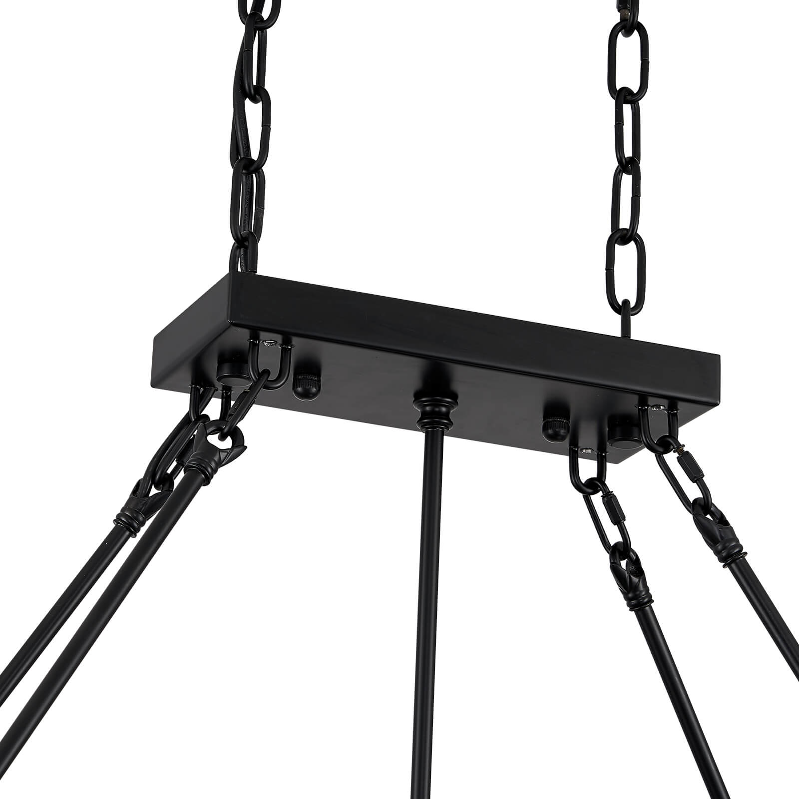 Modern-Matte-Black-Leaves-Candelabra-Rectangular-Pendant-Light