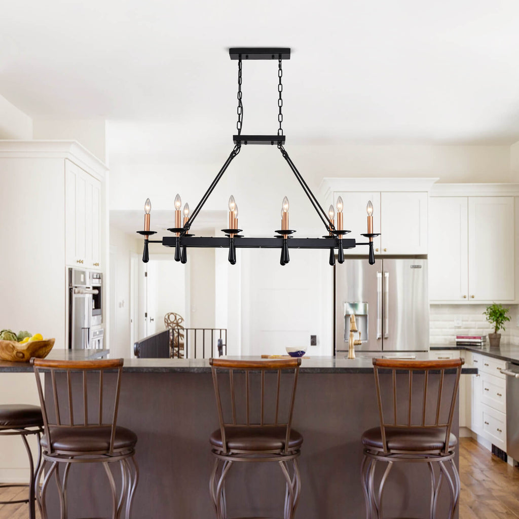 Rustic Candelabra Black Iron Frame Chandelier