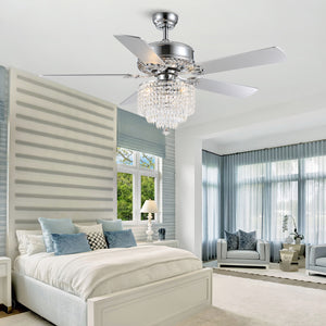 Retro Ceiling Fan with Crystal Shade