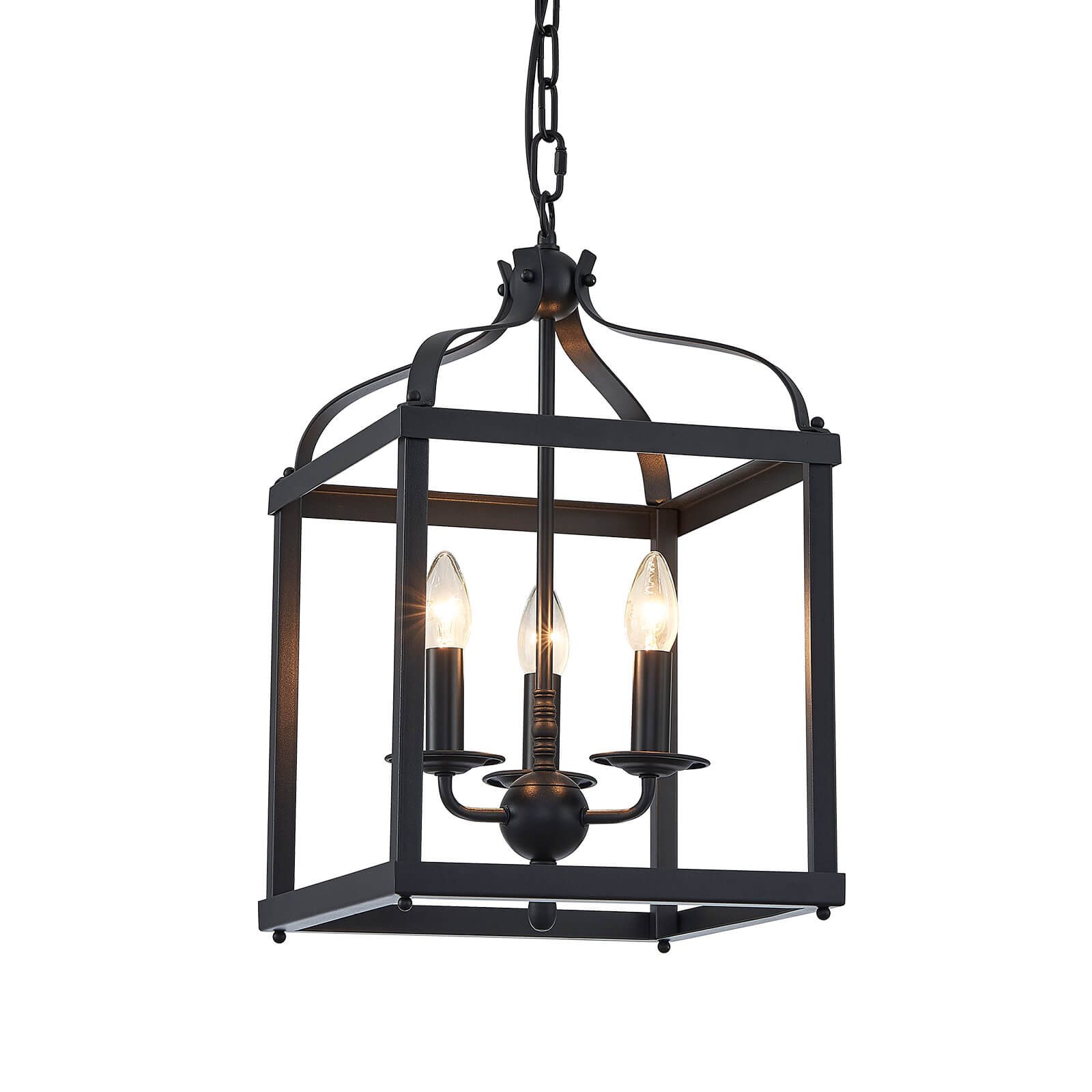 Rustic Black Iron Caged Pendant Light
