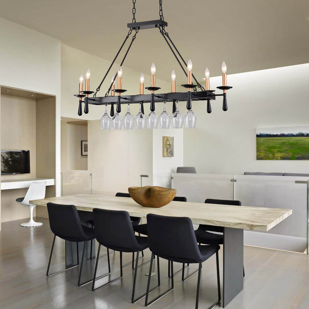 Rustic Candelabra Black Iron Frame Chandelier