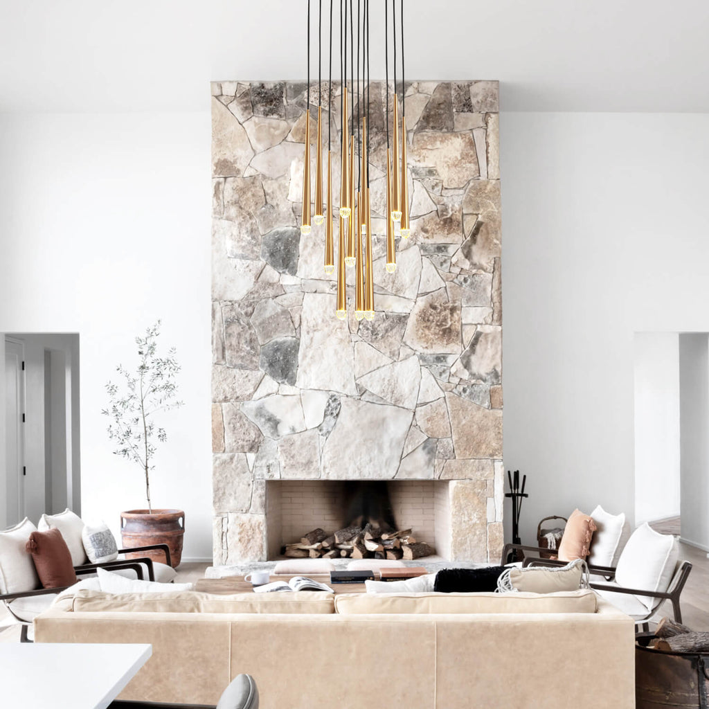 Gold Spinal Tube Combination Chandelier