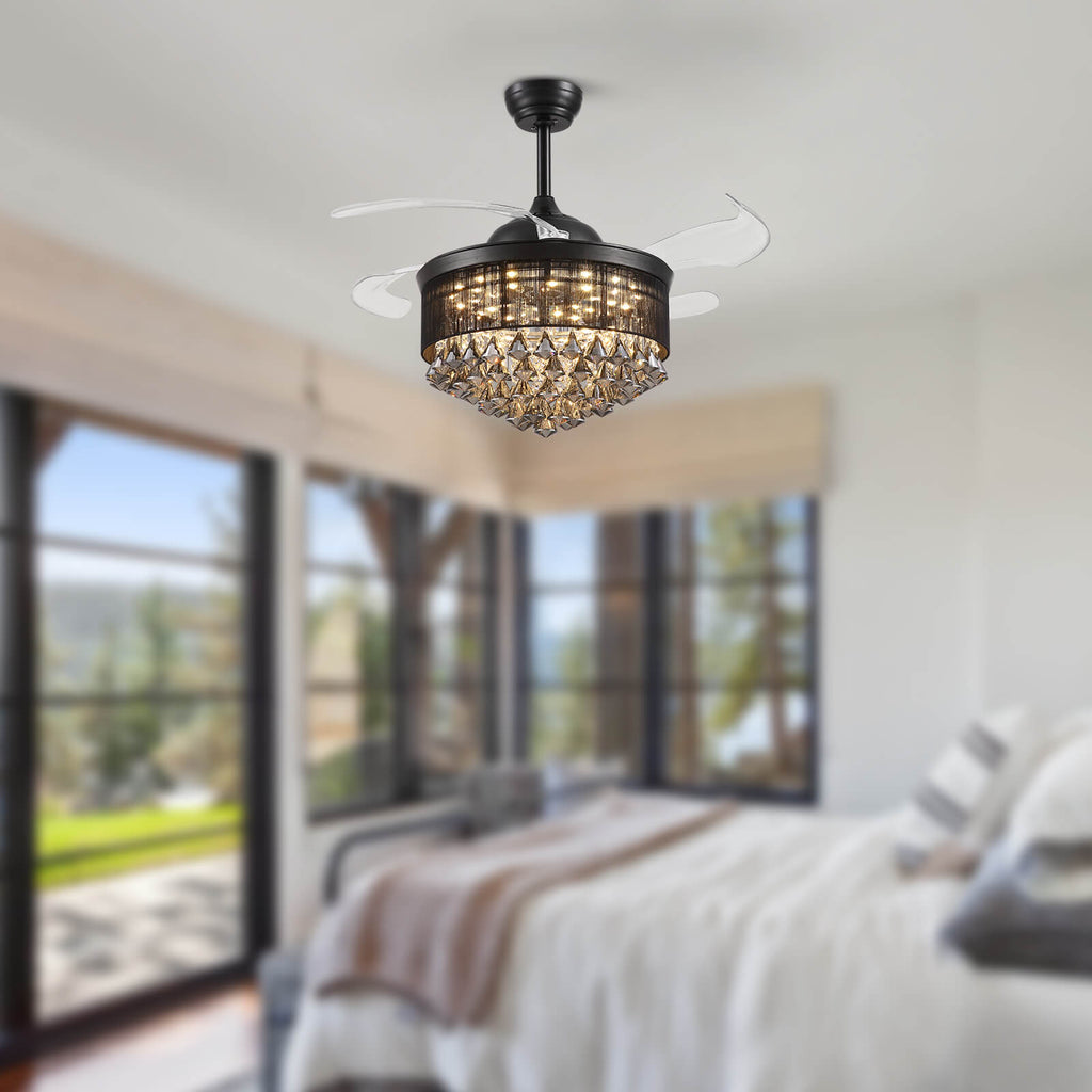Luxury Black Crystal Fandelier 42''