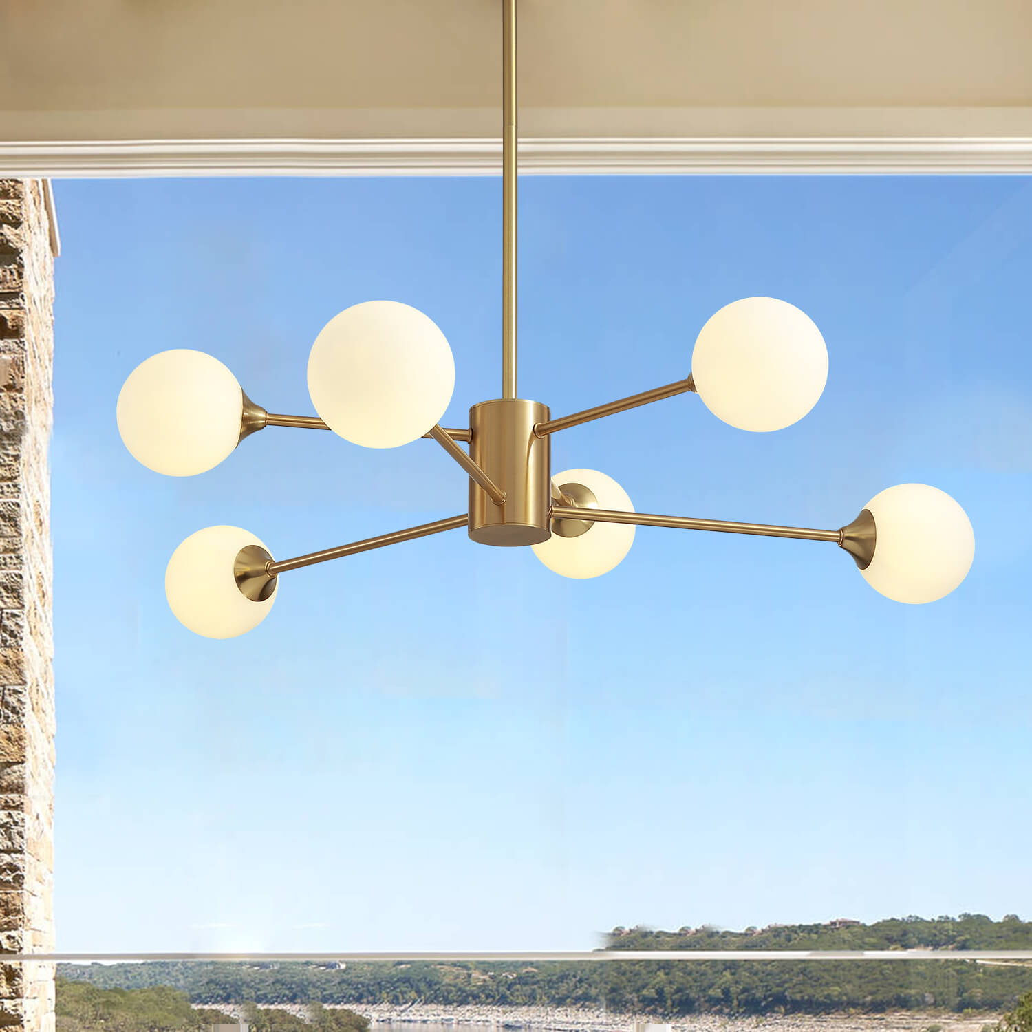 Sputnik Gold Globe 6 Lights Chandelier