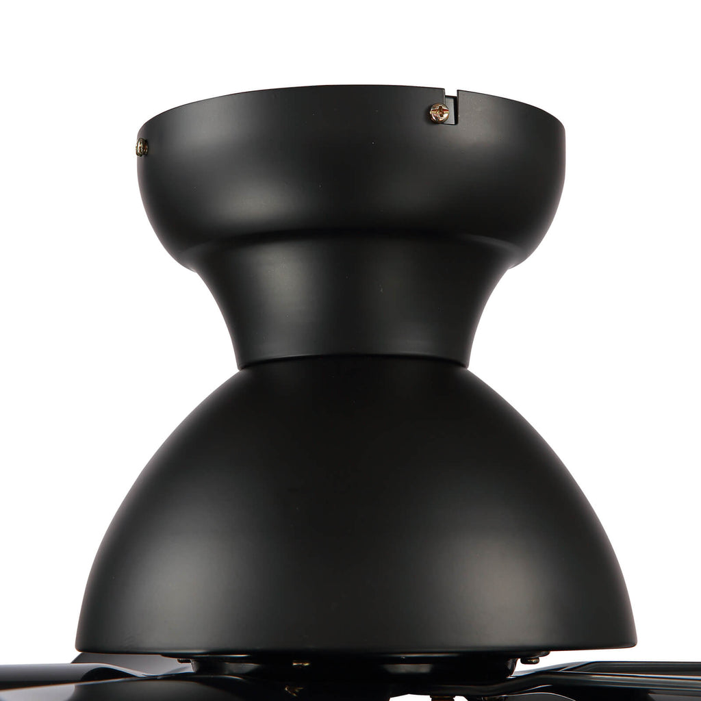 MOOONI-Hugger-Ceiling-Fan-With-Light-LED Strip-Matte-Black-Lampshade-Black-Wood-Blades