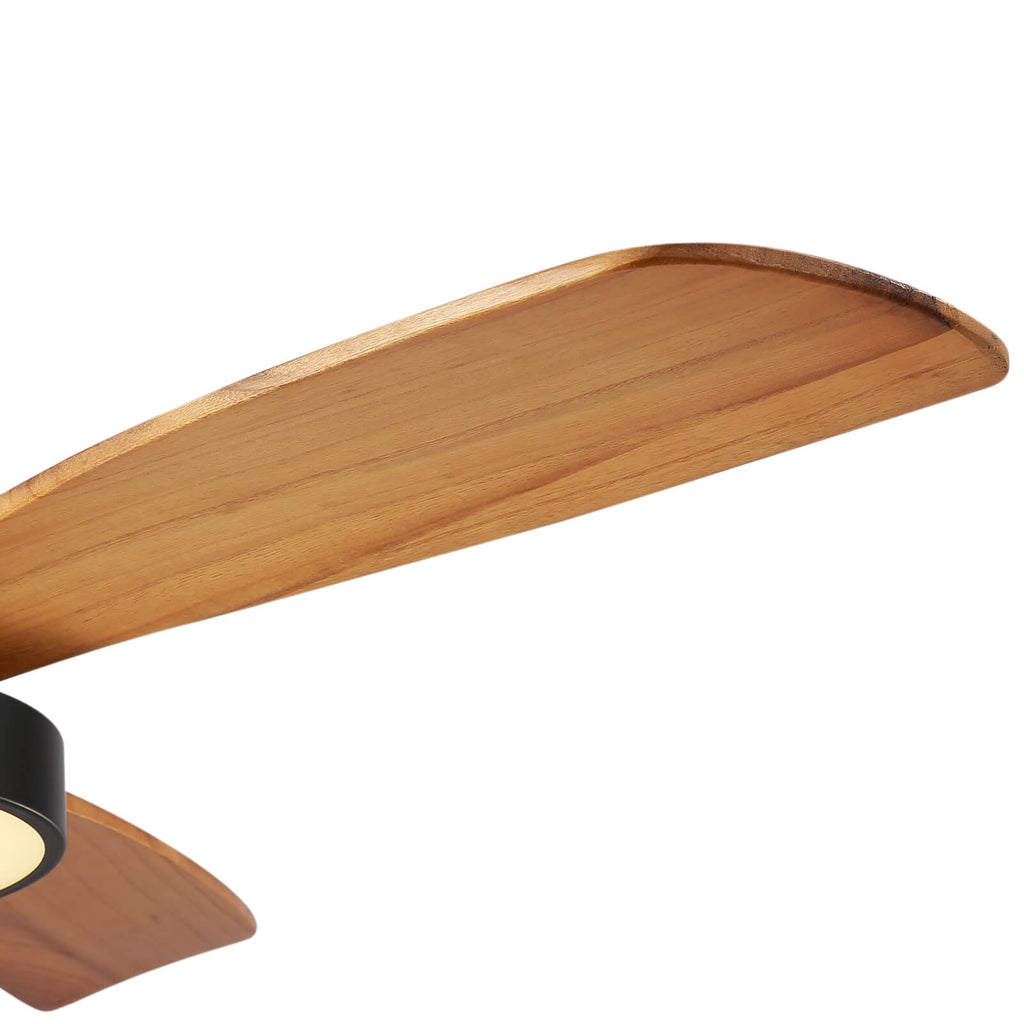 MOOONI-Hugger-Ceiling-Fan-With-Light-LED Strip-Matte-Black-Lampshade-Wood-Blades