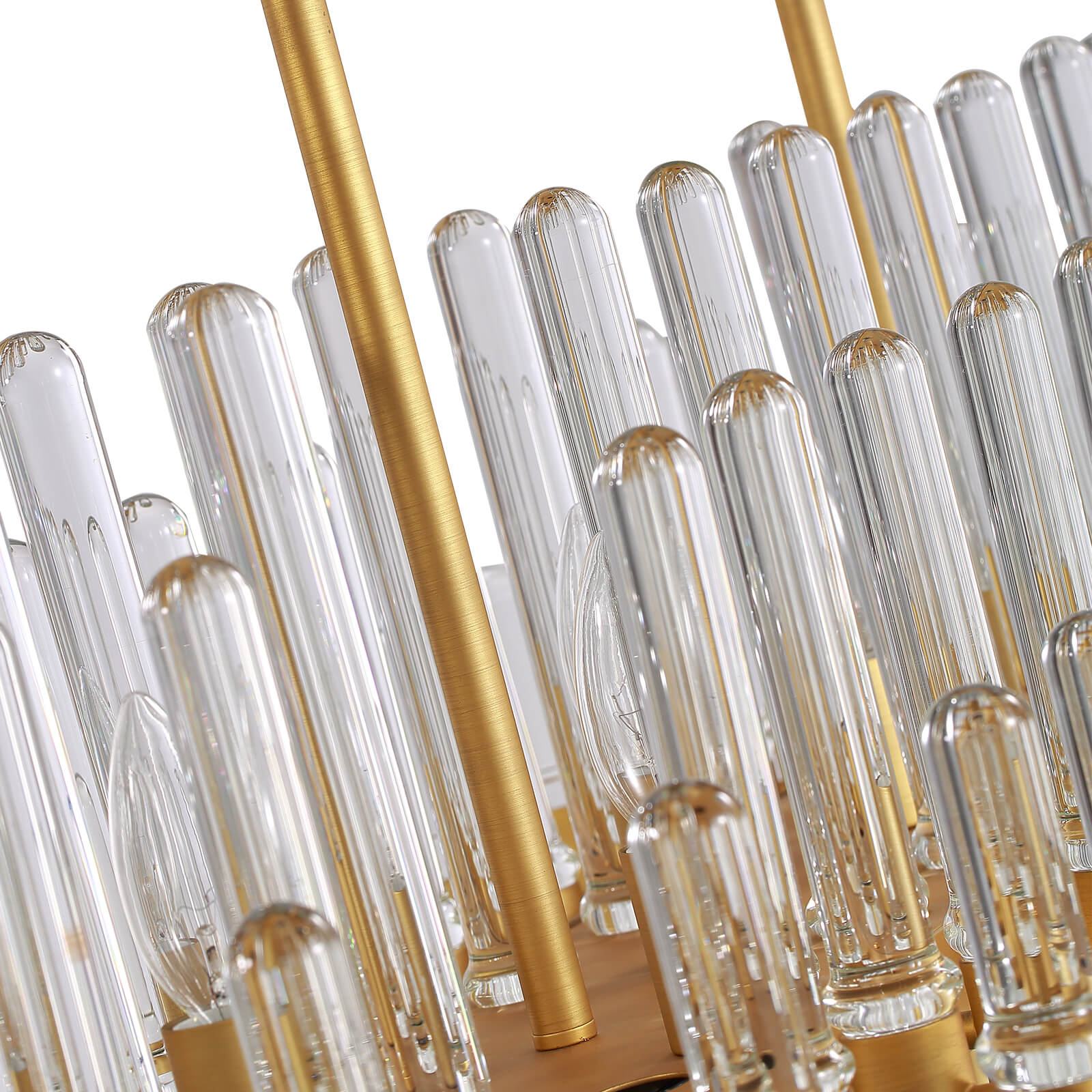 Rectangular Gold Frame Glass Bar Chandelier For Kitchen