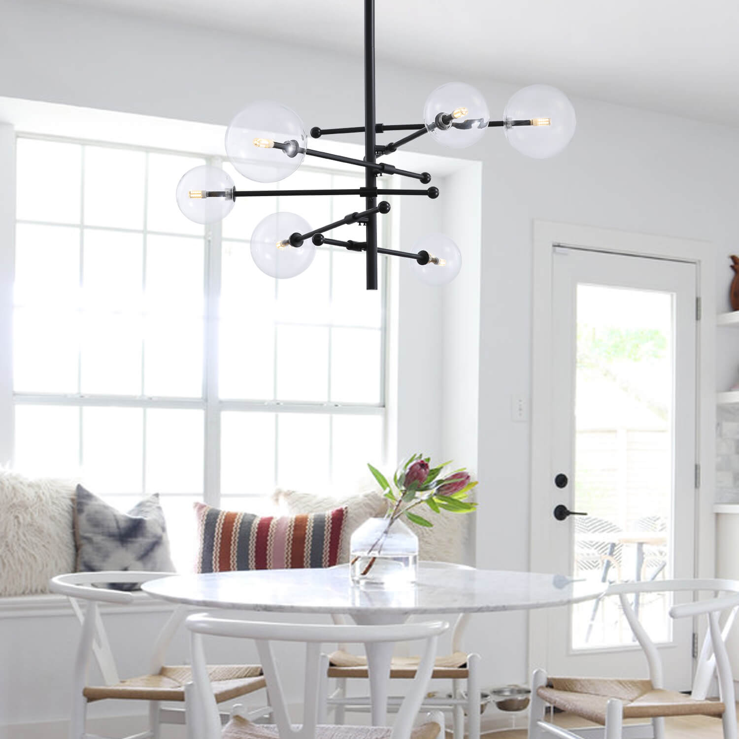 Road Sign Glass Chandelier 6 Lights