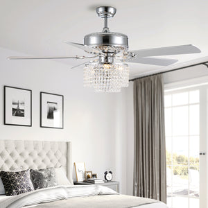 Ceiling Fan with Finished Blades and Crystal Shade