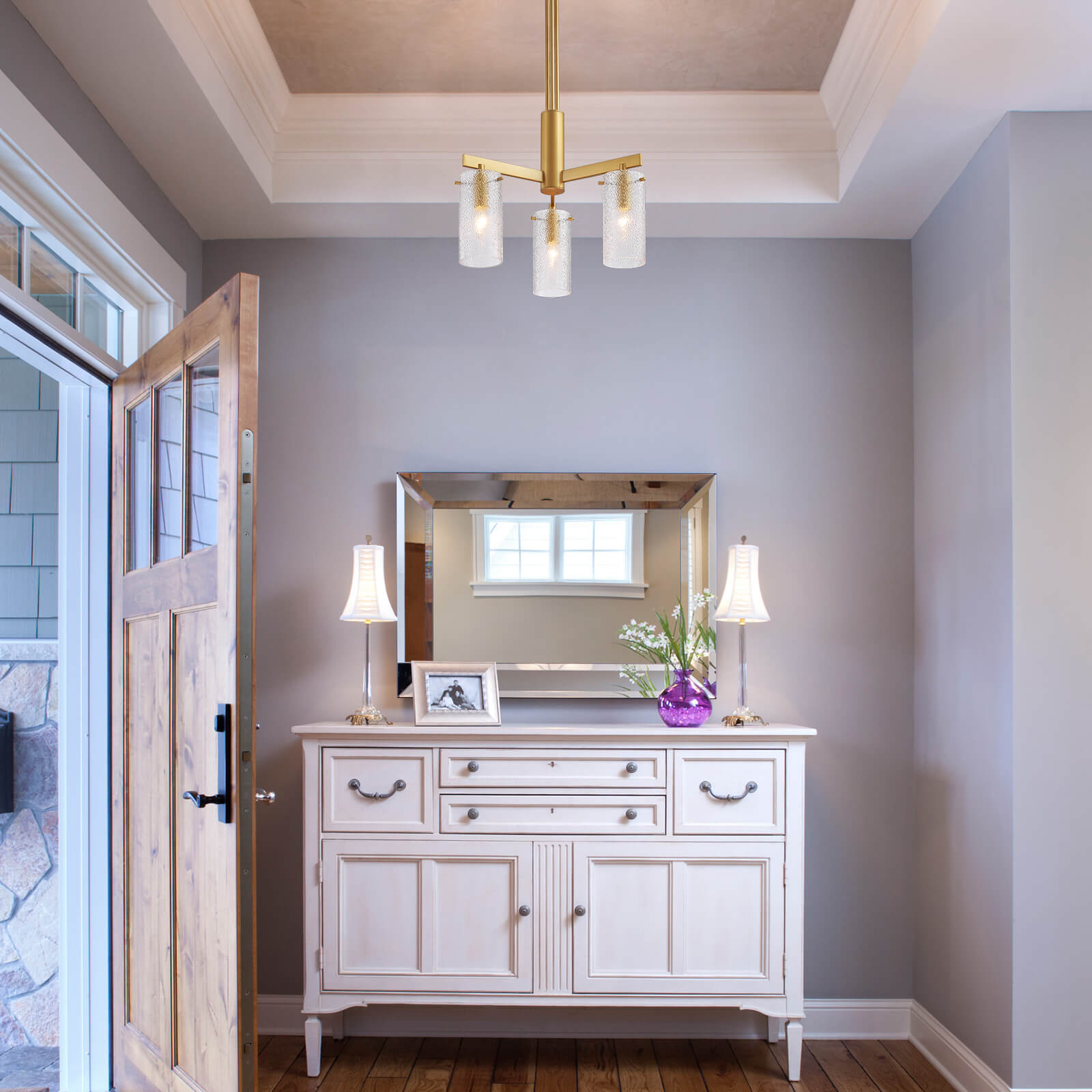 MOOONI-Gold-Crystal-Chandeler-3-Lights-Entrance