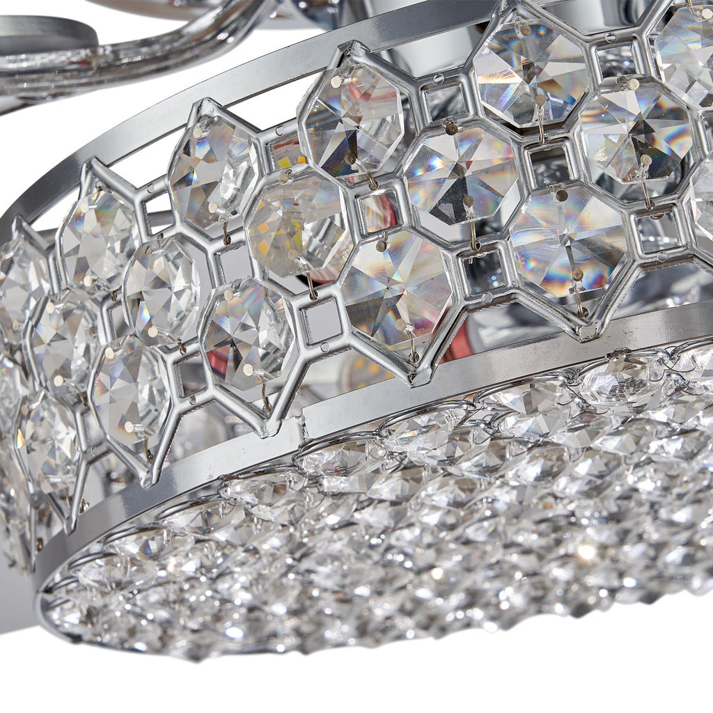 MOOONI-Ceiling-Fan-Light-Chrome-Vintage-Three-layer-Octagonal Beads-Crystal-Fandelier-50“-Lampshade