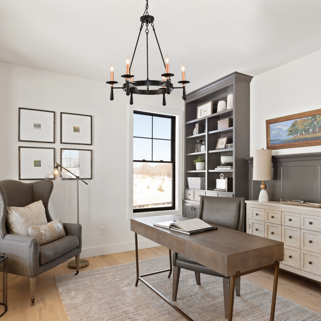 Night Rose 6 Lights Candle Round Chandelier