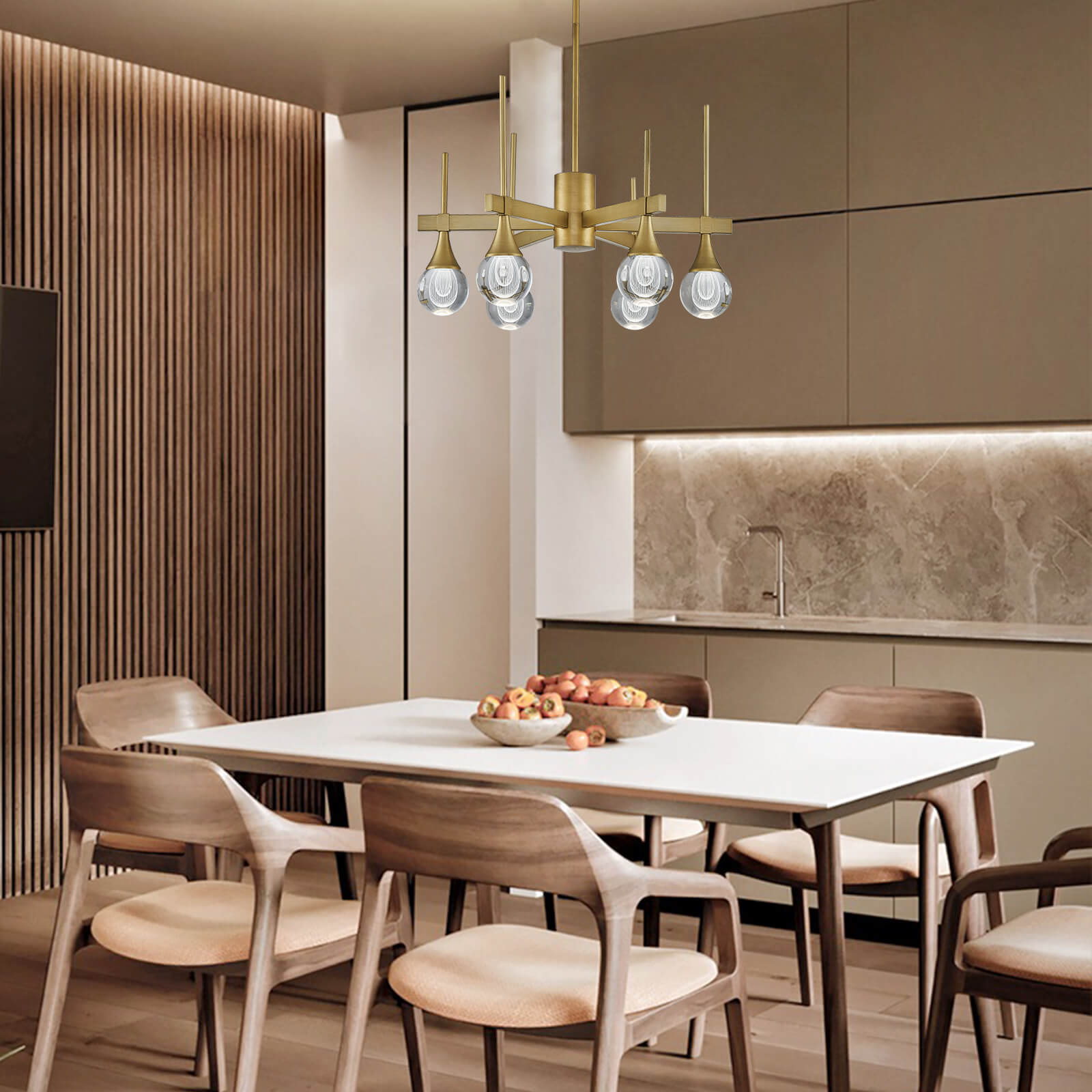 Sputnik 6 Lights Drop-shaped Globe Crystal Pandent Light