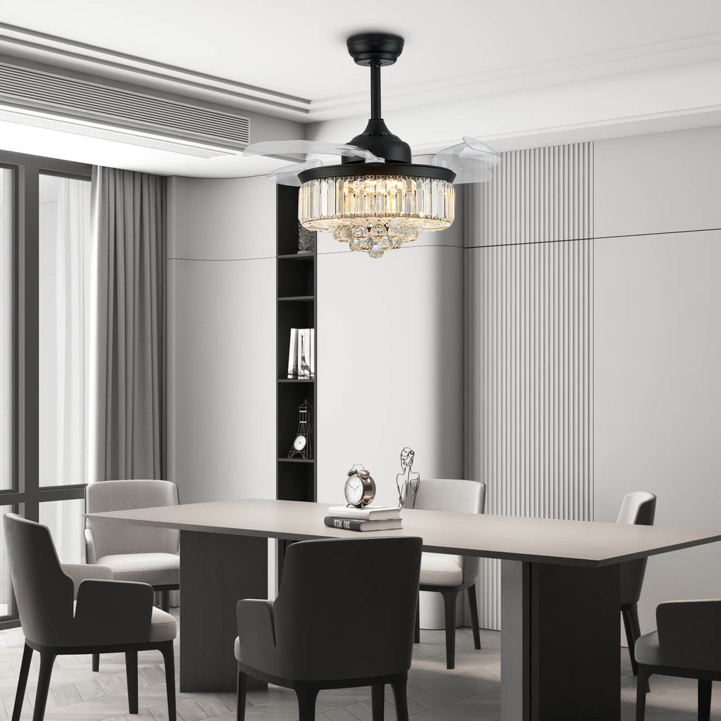 Classic Brushed Nickel Retractable All-in-One Fandelier